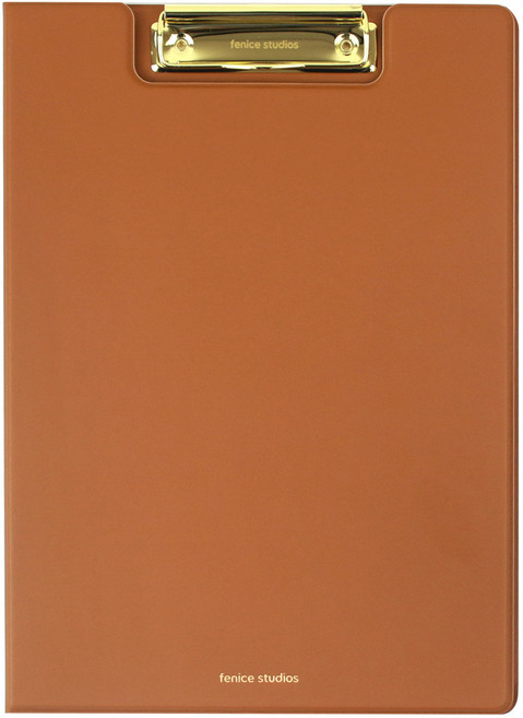 FENICE 스튜디오 PU A4 메탈 클립 파일, 브라운, 1개
