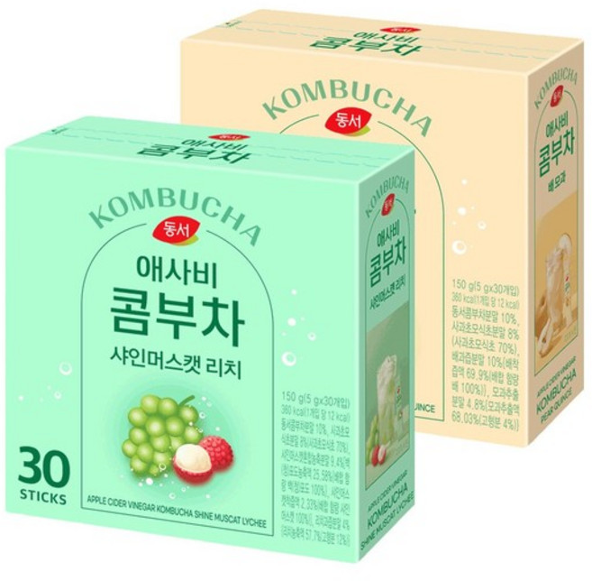 동서 애사비 콤부차 샤인머스캣리치30T+배모과30T, 없음