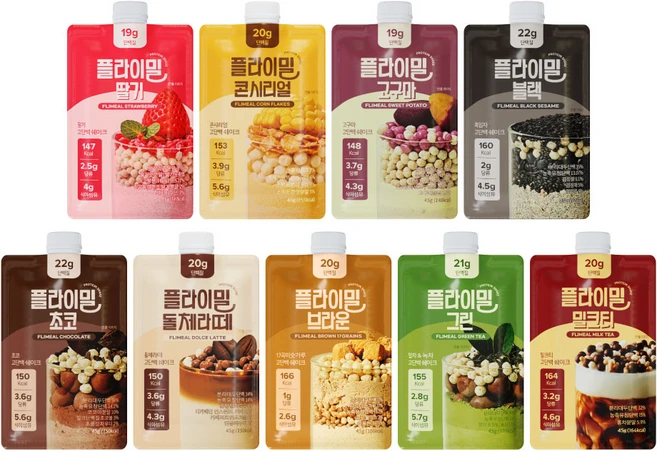 플라이밀 단백질 쉐이크 파우치 스타터팩 9종 9가지 맛, 9개, 45g - 쿠팡