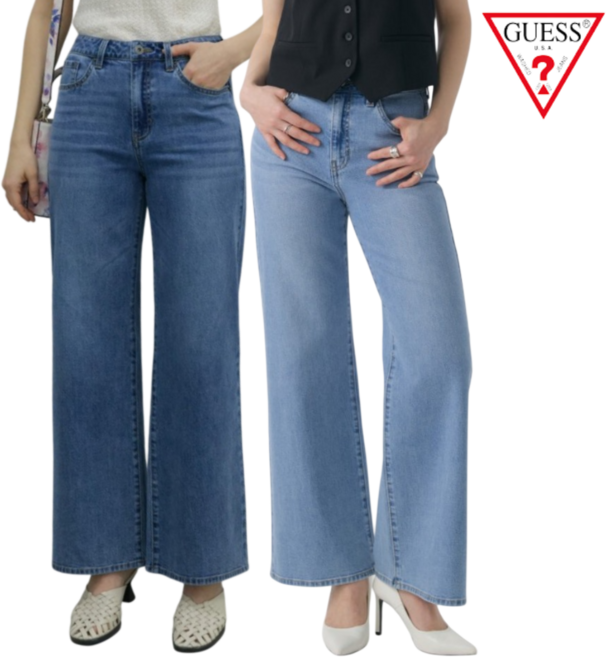 게스 여성 청바지 여름 루즈핏 스트레이트 일자 데님 팬츠