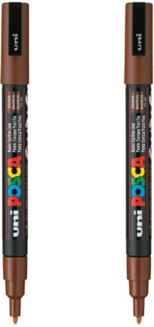 유니 포스카마카 PC-3M (얇은글씨용), 브라운, 2개