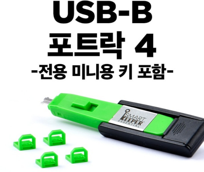 (스마트키퍼) 포트 잠금장치 스틱형 USB-B포트 락 스마트키퍼 BL04PKGN (그린/미니키1개+커넥터 4개), 1개