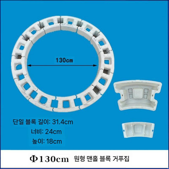 시멘트 타일 바닥 거푸집 인도 자재 금형 꾸미기 울타리 몰드 diy 인조 공구리 벽돌, 흰색 (내경 130cm 2피스)