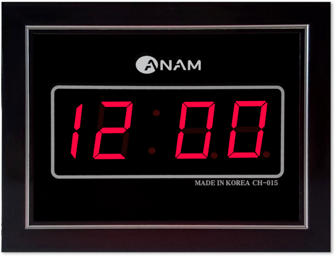 아남시계 디지털 LED 전자 벽시계 CH-015 벽탁상겸용, 블랙