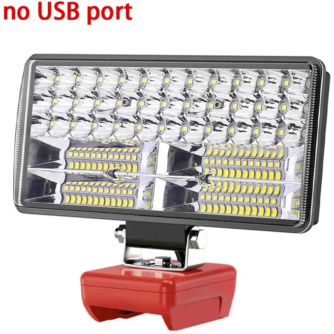 LED 작업등 밀워키 18V 배터리 호환 듀얼 조명 휴대용 USB 충전 강력 투광등 캠핑, 02 no USB port, 01 빠른