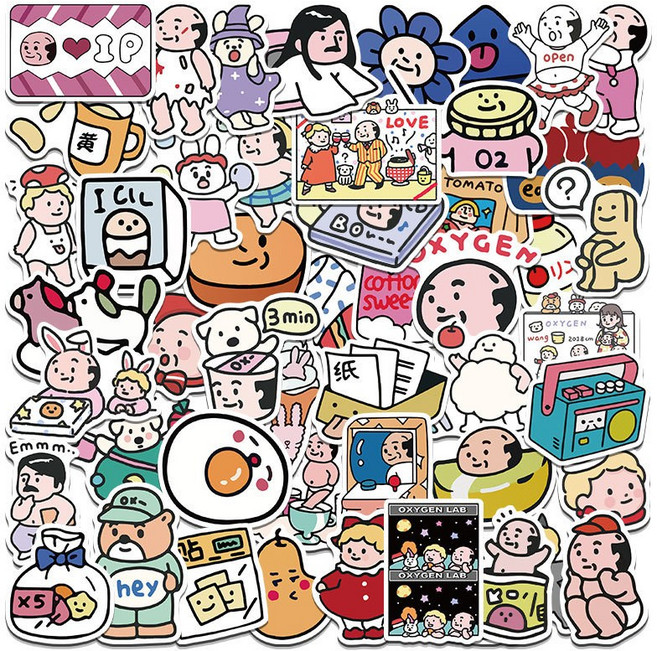 62종 캐리어 노트북 폰 꾸미기 스티커, 귀여운 아저씨