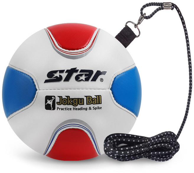 스타 헤딩 및 스파이크 훈련용 족구공 2, 화이트 + 레드 + 블루, 1개