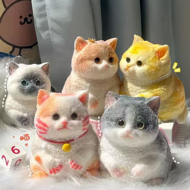 뚱냥이스퀴시 고양이 말랑이 피규어 스트레스해소 뚱냥이인형, 화이트, 1개