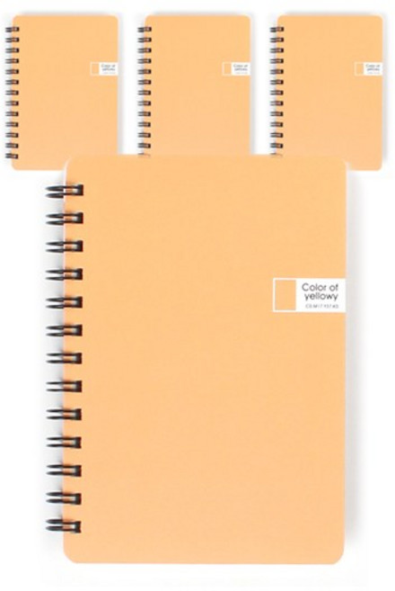 톡톡팬시 CMYK 컬러 스프링 노트, 옐로우, 4개