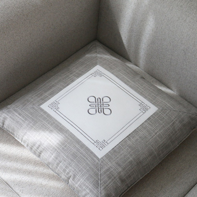 [데코벨] 천연 인견 마 매듭 자수 방석 커버 (50x50)