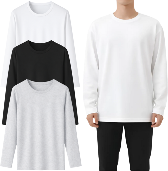 남녀공용 20수 면 100% 긴팔 무지 티셔츠 롱슬리브 쭉티