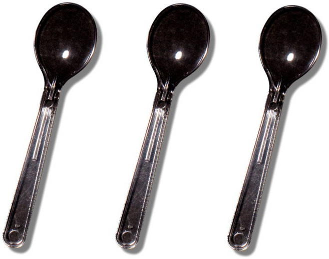 9cm 검정 미니 아이스크림 스푼 벌크포장 1000개입 일회용 플라스틱 스픈, 1개, 1000개