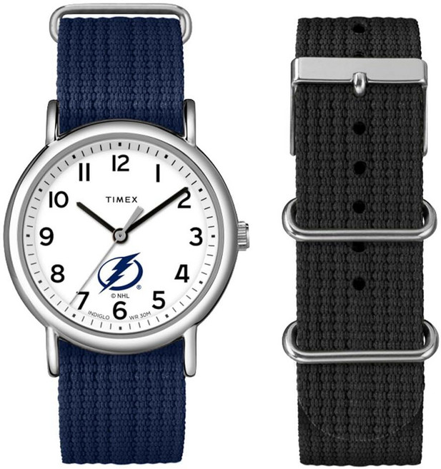 Timex 유니 위켄더 박스 세트 38mm 시계 - 탬파베이 라이트닝 블루.