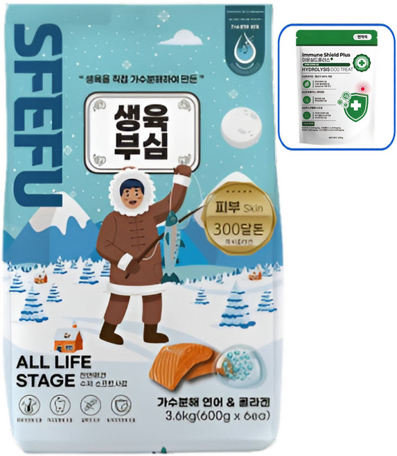 스페푸 생육부심 강아지 소프트사료 + 이뮨실드플러스 270g, 1개, 3.6kg, 가수분해연어