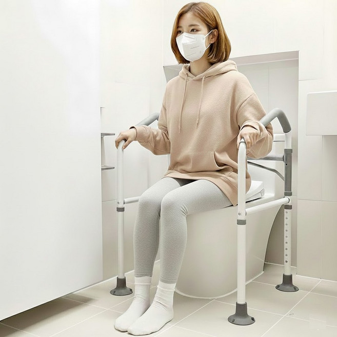 DLi 화장실안전바 변기안전손잡이 무타공 접이식 노인 환자 어르신, 1개