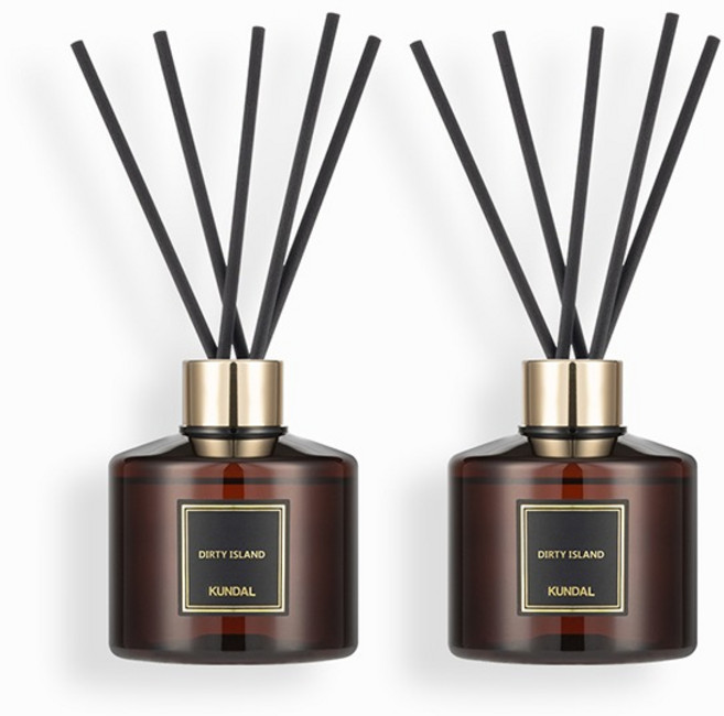 쿤달 퍼퓸 디퓨저 200ml 2개 + 섬유스틱 10개 더티아일랜드향, 2세트