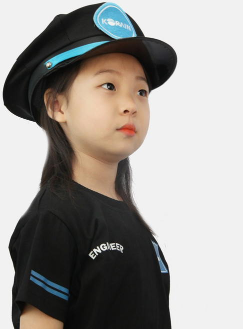 어린이 기관사 라운드 티셔츠 반팔 (신버전) 아동 코스튬 유치원 어린이집 선물 고속철 역활놀이