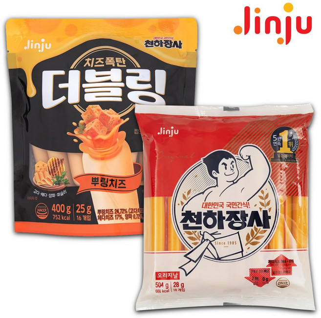 천하장사 소세지 X2봉 (오리지날 504g+더블링 뿌링치즈 400g), 1개
