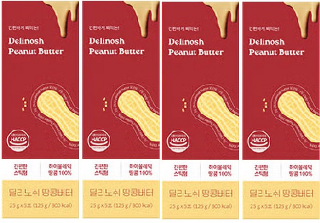 딜리노쉬 짜먹는 스틱형 땅콩버터 5개입, 4개, 125g
