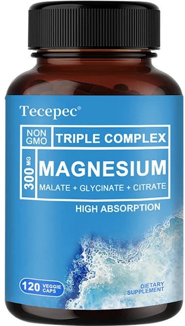 삼중 마그네슘 복합체 - 뼈 근육 신경 및 에너지를 지원하는 마그네슘 글리시네이트 마그네슘 말레이트 마그네슘 구연산염 300mg - 흡수성이 뛰어남, 120캡슐, 1개, 120정 - 쿠팡