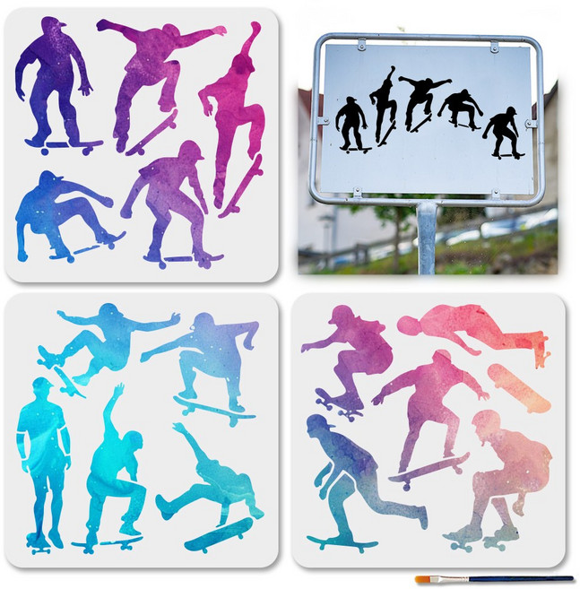 PET 아트 핸드메이드 스텐실 기하학적 커팅 텍스처 창의적 홈 채색 DIY, 휴먼 289, 1개