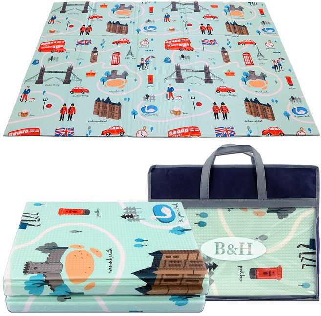 국산 피크닉매트 150cmx200cm, 런던패턴, 국산 티다이 코팅 캠핑매트(런던패턴)중형