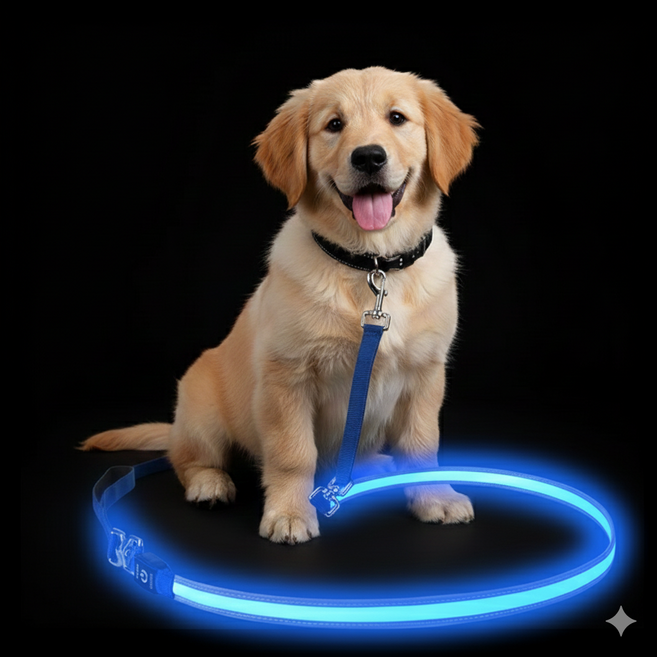 HARUZEN 강아지 led 리드줄 애견 야간 산책줄, 1개, 블루
