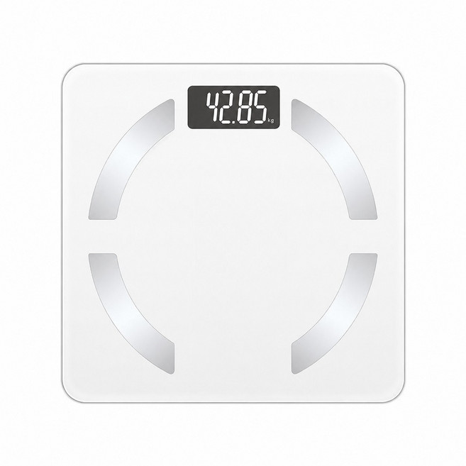 高精度充電體脂秤 智能體重秤 多項數據分析, 白色, 1個, 1