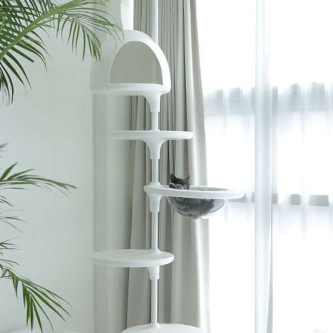 가또페로 화이트폴 국산 고양이 변색없는 알루미늄 캣폴 캣타워 높이조절가능, 1개, 폴대만