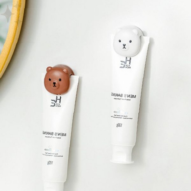욕실용 벽부착 치약짜개 튜브압착기 동물캐릭터 디자인 세면대 정리용품 화장실 소품, 1개, 브라운