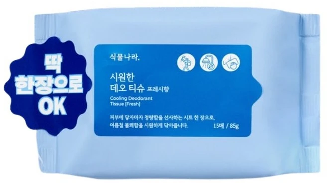 식물나라 시원한 데오티슈 프레쉬향, 4개, 15매입 - 쿠팡