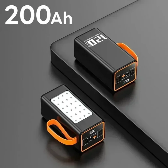 120W 양방향 고속 충전 200000mAh iPhone 용 초대형 용량 휴대용 보조베터리 Samsung XIAOMI 호환 외장 배, 01 100000mAh 이상, 02 200Ah Black