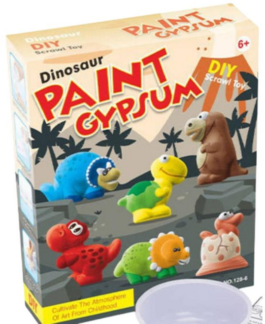 冰箱貼石膏彩繪套裝︱兒童玩具 兒童手工diy 娃娃塗鴉 彩繪 多色繪畫石頭︱麥手作, D卡通恐龍石膏, 1個