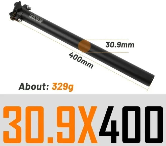 초경량 알루미늄 합금 통합 자전거 시트 포스트 산악 로드 바이크 튜브 27.2mm 30.9mm 31.6mm, Black 30.9x400mm, 1개
