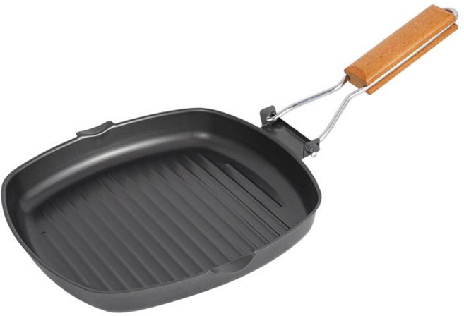 GHSHOP 한국 BBQ 서빙 플래터 바베큐 그릴 플레이트 접이식 손잡이 튀김 팬 에그 팬 요리 다목적 철 아이언 팬 스테이크, 나무, 철