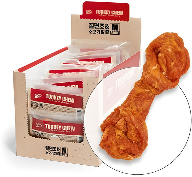 슈퍼츄 강아지 터키츄 건조간식 M, 본 혼합맛(칠면조/소고기), 32g, 10개