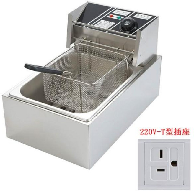 獨立式電炸鍋 2500W 60-200°C 溫控範圍 28*16*44CM, (220v)T型插頭, 1個, 6L