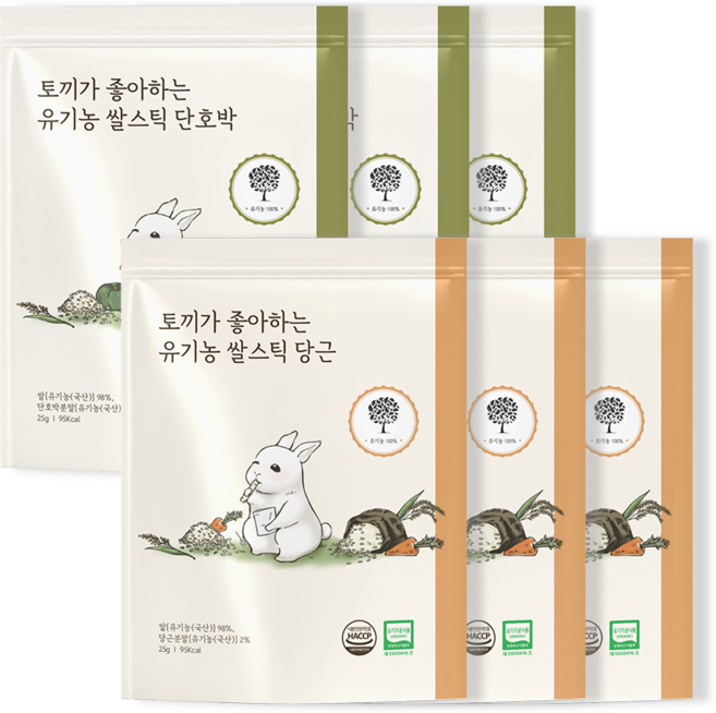 [앨리스] 토끼가 좋아하는 유기농 쌀스틱, 6개, 25g, 당근 3개, 단호박 3개
