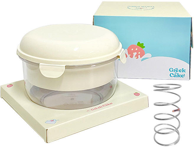 그릭케이크 1호 2.45L 대용량 선물 패키지 + 강력스프링, 아이보리 + 베이지, 1세트