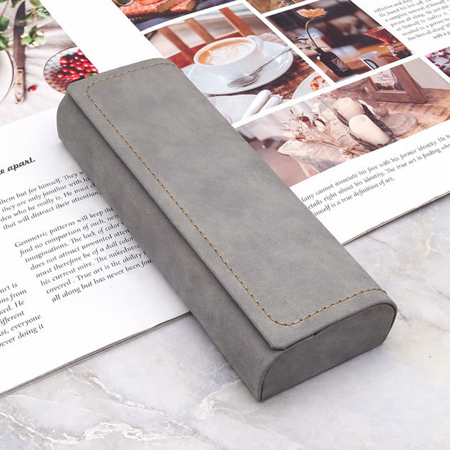 실버샤인 빈티지 가죽 안경케이스 하드 스웨이드