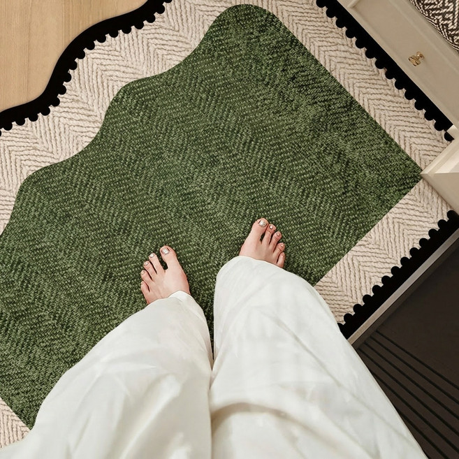 미끄럼방지 욕실 발매트 세면대 흡수 매트 화장실 문앞 전용 러그 빠른건조 폭신한 발감촉 프리미엄 극세사 벨벳, 내추럴 그린