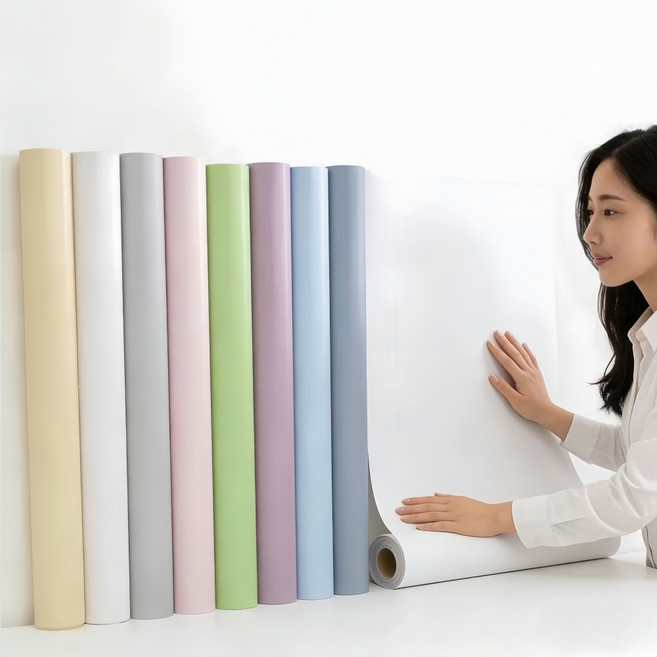 홈잼 풀없이 쉽게 붙이는 접착식 롤 벽지 셀프 도배지 스티커 벽 시트지, 핑크