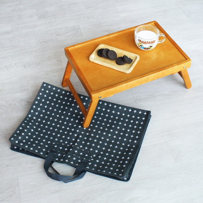 고운데코 미니 캠핑 접이식 좌식 테이블 차박 피크닉 트레이, 브라운