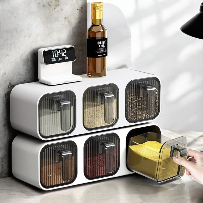 제이치 벽걸이 양념통 무타공 조미료통 화이트3P, 1세트, 350ml