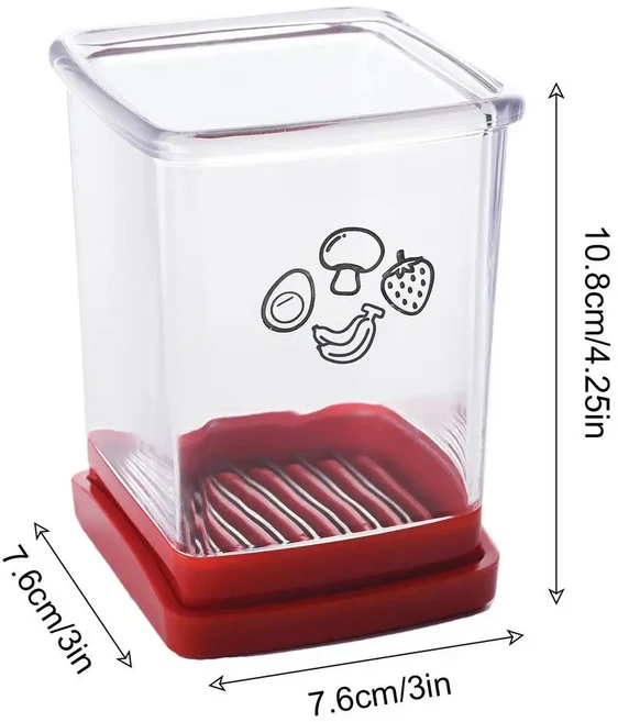 과일 야채 속도 슬라이서 푸시 플레이트 수동 컵 커터 휴대용 바나나 딸기 도구 주방 액세서리, 01 CHINA, 01 Red