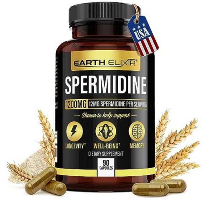MAPEinc 스페르미딘 보충제 .발효 밀 배아 추출물 nmn 대체 1200mg 90알 노화 방지 장수 보충제, 1개, 90정