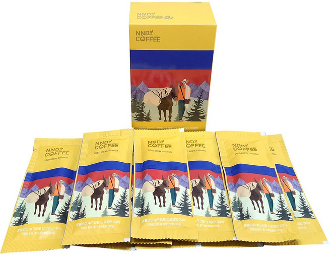 더진한 4브릭스 콜드브루 커피 원액 파우치 콜롬비아 수프리모 디카페인 30ml x 30개, 1세트, 30개입