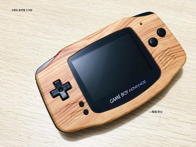 GBA 게임보이어드밴스 백라이트버전 록맨 일본어 버전 패키지, 일본 버전, 패키지 2, 골드IPS우드그레인