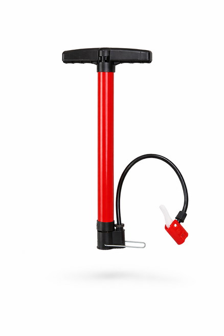 휴대용 자전거 에어펌프 고압 핸드펌프 공 튜브 겸용 공기주입기, 1개, 레드