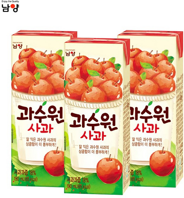 남양유업 과수원190ml 사과 16팩/주스/과즙음료/무료배송, 190ml, 16개